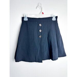 Guier Half Pleated Mini Skort Skirt Womens Black Medium